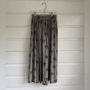 Chico's Black and Gray Floral Maxi Skirt